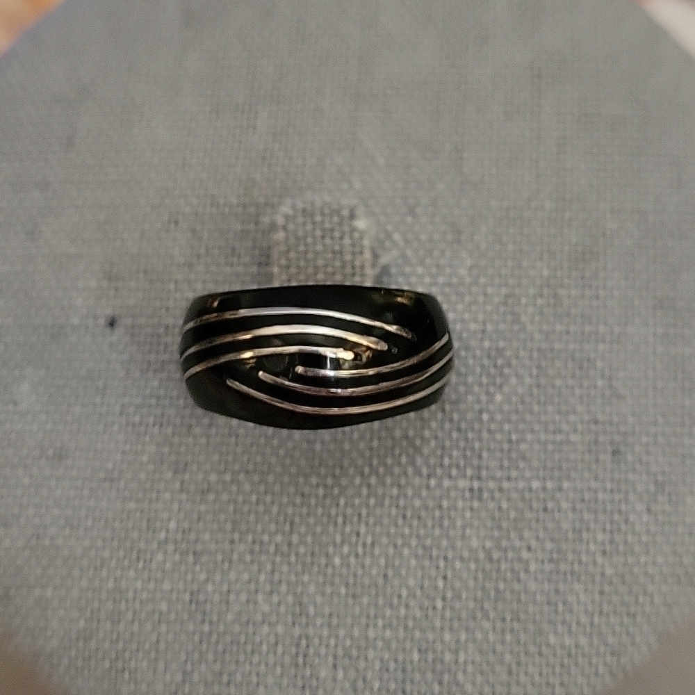 3/$30 Black Silver Dome Metal Ring
